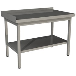 Стол производственный Restoinox 1000х600х850 нерж. профиль 40х40, полка сплошная, два борта (борт слева)