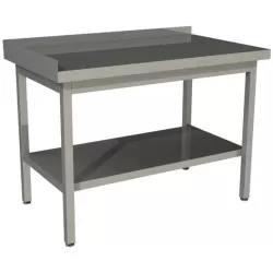 Стол производственный Restoinox 1000х700х850 нерж. профиль 40х40, полка сплошная, два борта (борт слева)