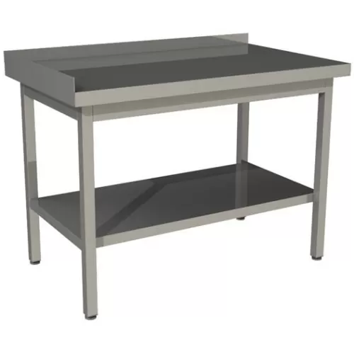 Стол производственный Restoinox 1100х700х850 нерж. профиль 40х40, полка сплошная, два борта (борт слева)