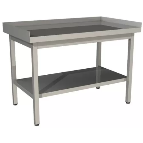 Стол производственный Restoinox 1000х800х850 нерж. профиль 40х40, сплошная полка, три борта