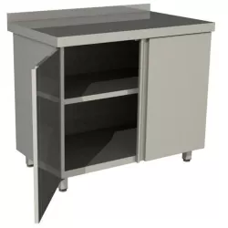 Стол производственный закрытый Restoinox 1000х600х850 нерж. cталь AISI 430, полка, двери распашные, борт
