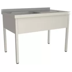 Стол для сбора пищевых отходов с моющей ванной Restoinox 1200х600х850 нерж. профиль 40х40, ванна слева, фартук, борт