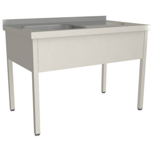 Стол для сбора пищевых отходов с моющей ванной Restoinox 1500х600х850 нерж. профиль 40х40, ванна слева, фартук, борт
