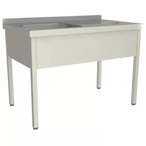 Стол для сбора пищевых отходов с моющей ванной Restoinox 1400х600х850 нерж. профиль 40х40, ванна слева, фартук, борт