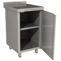 Стол производственный закрытый Restoinox 400х600х850 нерж. cталь AISI 430, полка, двери распашные (одна дверь), борт