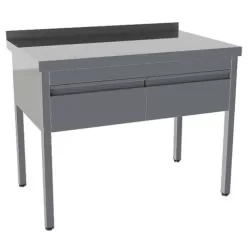 Стол производственный закрытый Restoinox 1200х600х850 нерж. cталь AISI 430, 2 ящика, борт