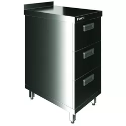 Стол производственный закрытый Restoinox 400х600х850 нерж. cталь AISI 430, 3 ящика, борт
