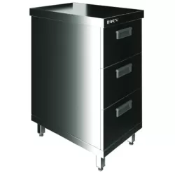 Стол производственный закрытый Restoinox 400х600х850 нерж. cталь AISI 430, 3 ящика