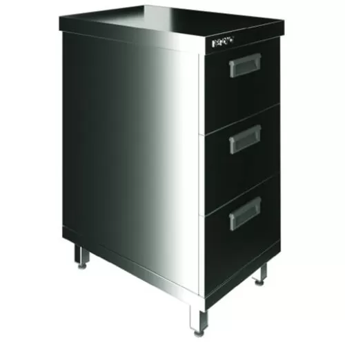 Стол производственный закрытый Restoinox 400х600х850 нерж. cталь AISI 430, 3 ящика