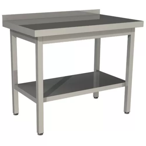 Стол производственный Restoinox 1100х800х850 нерж. профиль 40х40, полка сплошная, борт